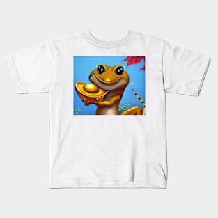 Gecko hold gold ingot Kids T-Shirt